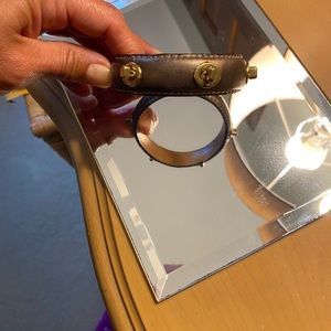 Coach Turnlock Leather Bracelet